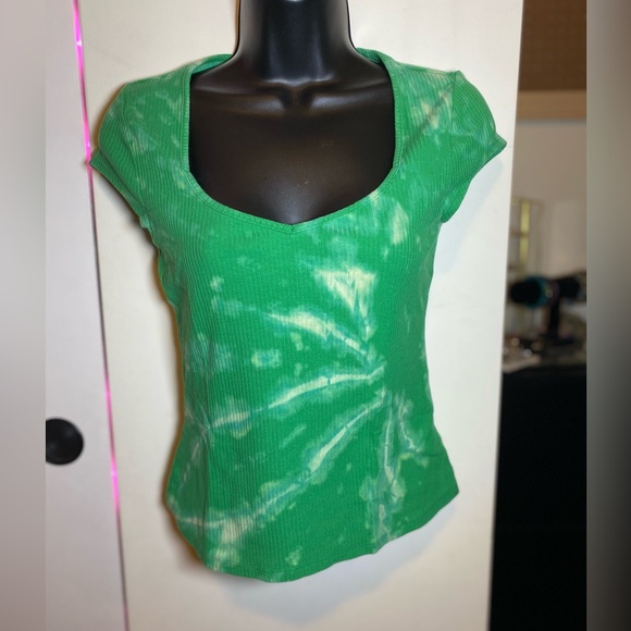 GAP Green Tie Dyed Square-Neck Top Small - Picture 1 of 6
